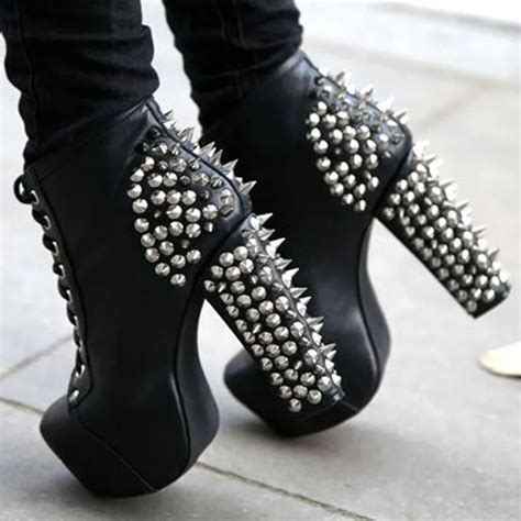 metal spikes and studs & designer inspired fabric|boots with spikes and studs.